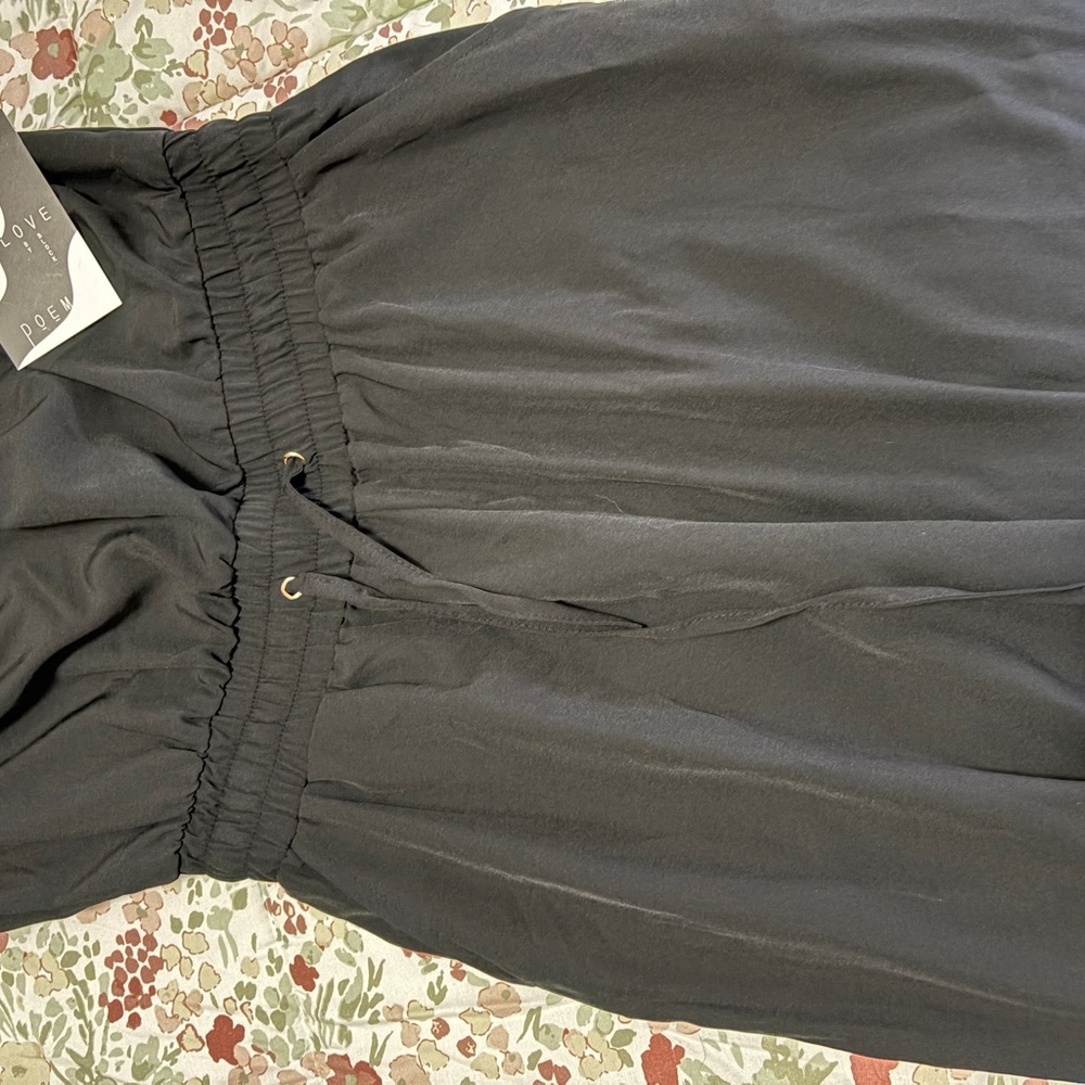 Stylish Black Strapless Drawstring Jumpsuit
